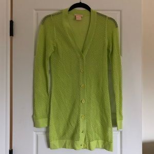 Electric Lime Fishnet Tunic-Cardigan